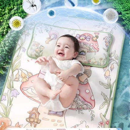 Children Sleeping Pillow For 0-6Y Kids Cartoon Panda Pillows Summer Breathable Cool Ice Silk Pillows Baby Bedding