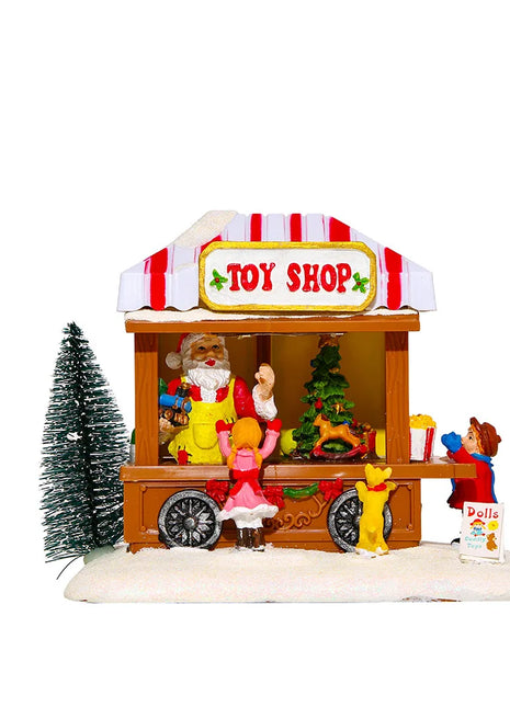 Scena natalizia a LED Villaggio Casa Ornamenti Decorazioni Edificio per feste Ufficio Desktop Decorazione natalizia Musica Casa di popcorn