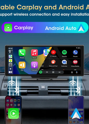 10.26" Wireless Carplay Android Auto Screen Car Radio Multimedia Video Player Rearview Camera Automotive Accessories 5G WIFI FM - Riparo82
