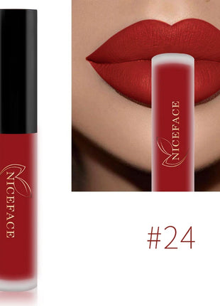 NICEFACE Nude Liquid Lipstick Ultra Matte Velvet Long Lasting Women Beauty Red Nonstick Cup Waterproof Lip Gloss Lips Cosmetics - Riparo82