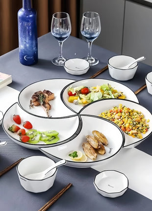 Set di stoviglie in ceramica per riunione da 5 pezzi Piatto caldo a forma di luna Combinazione flessibile di piatti in base al consumo alimentare - riparo82