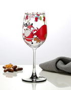 Bicchiere da vino con stampa natalizia Decorazioni natalizie Calice da vino rosso Disegno creativo a mano dipinto Home Party Festival Tazze Bar Set da vino - riparo82