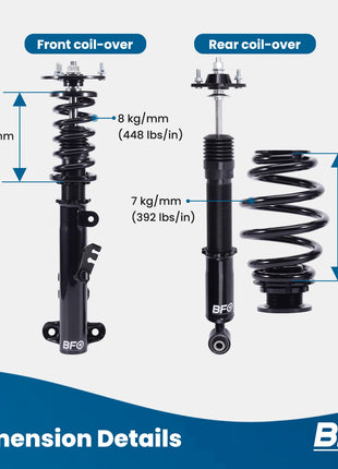 4x Coilovers per BMW Serie 3 E36 Coupé 2WD 1991-1999 Sospensione anteriore posteriore