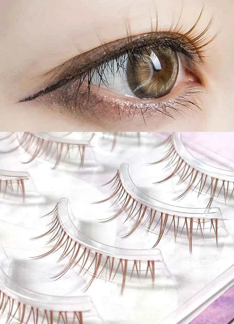 Brown Colors Makeup Fairy False Eyelashes Very Natural Eye Lashes Clear Band Dail Nude Make Up Reusable Handmade