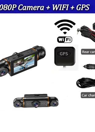 Car Dash Cam 4 Channel Black Box With GPS WIFI FHD 1080P Front Driving Camera Left Right Rear Night Vision 24H Parking Monitor - Riparo82