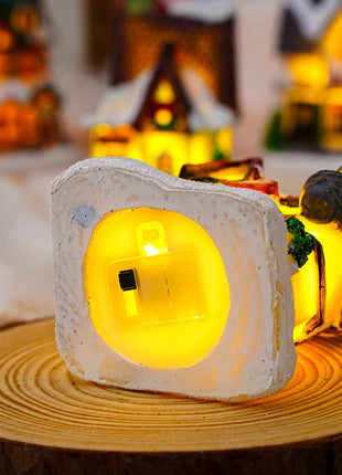 Incandescente inverno decorazione festa di natale mestiere resina di natale luminoso piccola casa ornamento romantico edificio in miniatura del villaggio