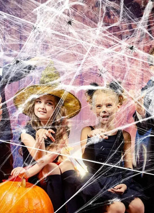 Artificial Spider Web Halloween Decoration Scary Party Scene Props White Stretchy Cobweb Horror House Home Decora Accessories - Riparo82