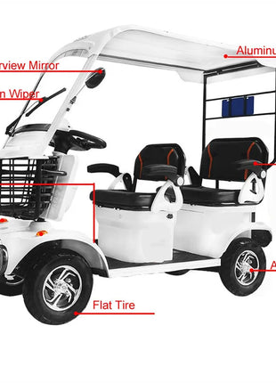 Mini Autobus Elettrico 2-4 Posti con Tetto - Scooter Turistico Doppia Fila - riparo82