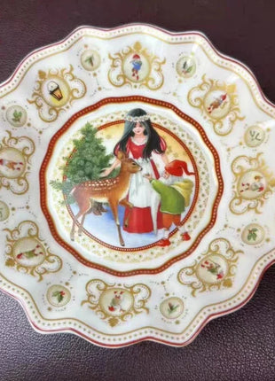 Tesoro tedesco Porcellana dura Giocattolo natalizio Joy Piatto piano multi-angolo Tazza di Natale Piattino Ciotola Candeliere Stili multipli - riparo82