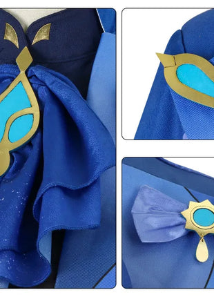 Furina Costume Cosplay Parrucca Capelli Impatto Fontaine Focalors con Cappello Abiti Neri Scarpe Cosplay Tacco Alto per Abiti da Donna