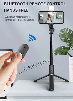 Xiaomi Selfie Stick 1045mm With Wireless Bluetooth LED Fill Light Extended Tripod With Remote Shutter For Android ios Cellphone - Riparo82