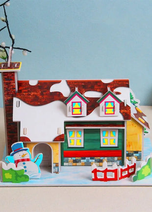 Montessori Casa di Natale Natale Puzzle 3D Treno Albero di Natale Carta di carta Puzzle fatto a mano Modello per bambini fai da te Giocattolo per bambini - riparo82