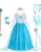 Disney Elsa Anna Abiti da principessa Ragazze vestono Bambini Cosplay Frozen Snow Queen Costumi Carnevale Festa di compleanno Abiti fotografici