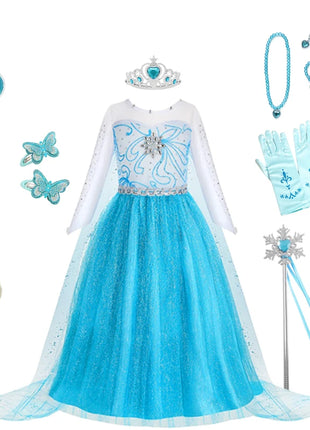 Disney Elsa Anna Abiti da principessa Ragazze vestono Bambini Cosplay Frozen Snow Queen Costumi Carnevale Festa di compleanno Abiti fotografici
