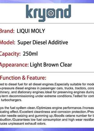 LIQUI MOLY Additivo Super Diesel 250ml Ottimizza le prestazioni del motore