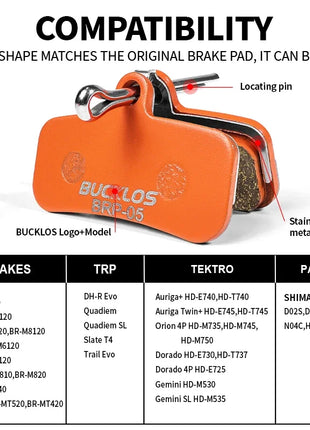 BUCKLOS Pastiglie freno a disco idraulico per bicicletta per M9120 Pastiglie freno metalliche Pastiglie freno per mountain bike da strada in metallo adatte D02S H03A N03A