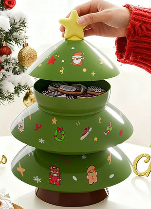 3 strati Natale Creativo Forma dell'albero di Natale Caramelle Snack Noci Frutta secca Piatto di plastica Snack Piatti Ciotola Vassoio per la colazione a h - riparo82