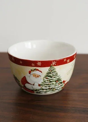 Piatti in ceramica a tema natalizio Set di stoviglie per la cena Colore Sottosmalto Processo Caffè Zuppa Tazza Ciotola Piatto da bistecca di Babbo Natale - riparo82