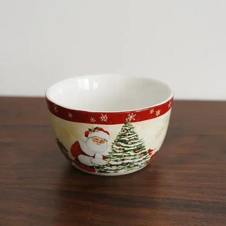 Piatti in ceramica a tema natalizio Set di stoviglie per la cena Colore Sottosmalto Processo Caffè Zuppa Tazza Ciotola Piatto da bistecca di Babbo Natale - riparo82