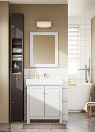 SoBuy BZR34-II Armadio alto da bagno Armadio da bagno con raggi in legno massello regolabili Mobili da bagno salvaspazio