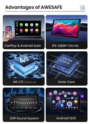 AWESAFE PX9 Car Radio Autoradio for Audi A3 8P 2003 - 2013 Wireless Carplay Screen Android Auto Stereo GPS France - Riparo82