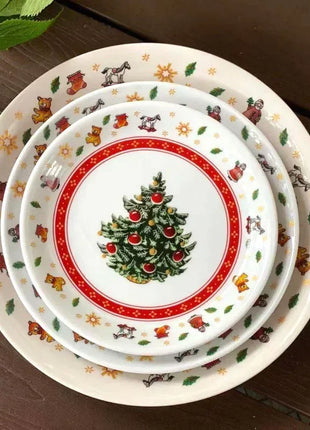 Set di piatti natalizi in ceramica ad alta temperatura, albero di Natale, piatto per cibo occidentale, bella tazza da caffè, ciotola, set natalizio di varietà ricca - riparo82