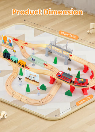 72/108 pezzi Montessori Set di treni in legno giocattolo per bambini, auto, set di treni in legno ferroviari di ingegneria regalo per ragazzi e ragazze - riparo82
