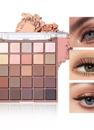 Eyeshadow palette in 25 colors, matte brown nude multi-color eyeshadow, high color rendering, waterproof and sweatproof, daily e - Riparo82