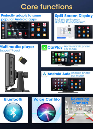 10.26" Wireless Carplay Android Auto Screen Car Radio Multimedia Video Player Rearview Camera Automotive Accessories 5G WIFI FM - Riparo82