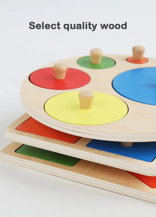 Giocattoli puzzle per bambini Montessori, lavagna per graffiare le mani con forme in legno e colori abbinati, giocattoli cognitivi geometrici per l'educazione precoce - riparo82