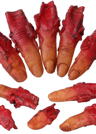 10pcs Fake Fingers Realistic Severed Horror Prank Scary Lifelike Bloody Halloween Props Haunted House Party Supplies Dark Red - Riparo82