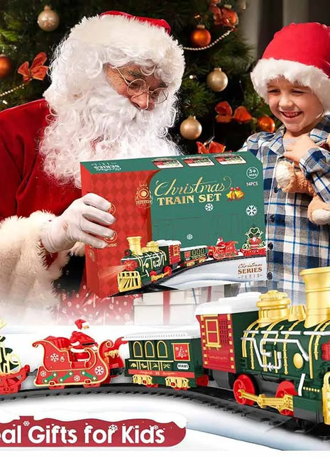 Natale Elettrico Treno A Vapore Binario Giocattolo Per Bambini Retro Locomotiva A Vapore Controllo Spray Binario Ad Alta Velocità Suono Luce Treno Modello BoysToy