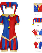 Costume Pomni Circo Carnevale 2026 - Set Completo con Cappello e Guanti (140cm-3XL)