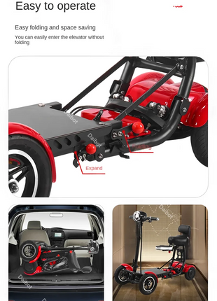 10 Inch Folding Electric Mobility Scooter Protable 4 Wheel 36V 500W Dual Motor Powerful Electric Scooter For Seniors Disabled - Riparo82