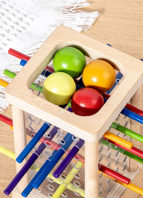 Gioco da tavolo con bastoncini di legno Interazione genitore-figlio Giocattoli in legno Montessori, gioco con cilindro acrilico su 4 lati, gioco di raccolta di bastoncini - riparo82