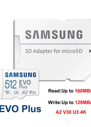 Scheda di memoria SAMSUNG EVO/PRO Plus Scheda Micro SD 64G A1 128G 256G 512G U3 A2 V30 Registratore unità Monitor Fotocamera Scheda TF dedicata