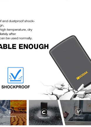 Disco rigido HDD esterno portatile Kodak Disco rigido esterno USB 3.0 da 5 Gbps 500G 1 TB Archiviazione di grande capacità PS4/Xbox/PC e video 4K