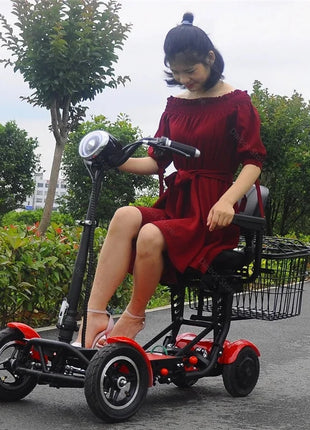 Foldable Mobility Scooter 4 Wheels For Old People Elderly Dual Motor 500W Folding Electric Scooter With Big Seat Blue Red White - Riparo82