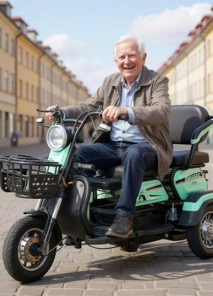 Triciclo Elettrico 1000W 48V 3 Posti Adulti - Scooter Mobilità Anziani 4 Modalità - riparo82