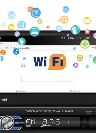 Hikity 2+64G Android Car Radio carplay Autoradio 1Din 7'' Touch Screen Car Multimedia Player GPS Navigation Wifi Auto Bluetooth - Riparo82