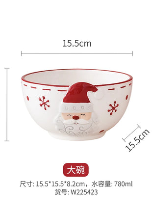 Set di piatti di Babbo Natale dipinti a mano nordici Set di stoviglie per tazze d'acqua con teiera sigillata in ceramica a rilievo rosso - riparo82