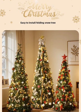 Albero di Natale incandescente Decorazione per albero di Natale artificiale pieghevole Ornamento natalizio floccato per esposizione spaziosa del festival del centro commerciale