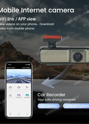 HD Dash Cam 1080P Car Recorder Dual Camera Vehicle Drive Auto Video DVR Android Wifi Smart Connect USB 24H Parking Monitoring - Riparo82