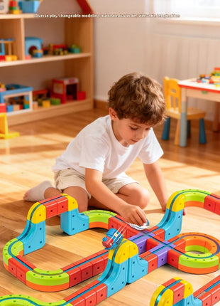 Set di vagoni con pista magnetica elettrica - Giocattolo puzzle per bambini versatile Blocchi magnetici antigravità Veicolo da gioco Regalo di compleanno - riparo82