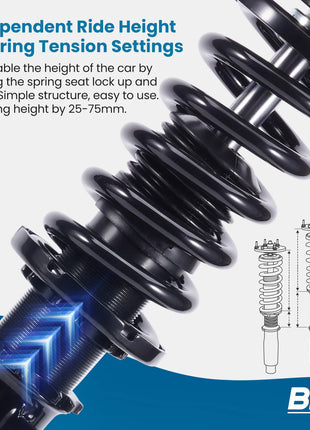 4x Coilovers per BMW Serie 3 E36 Coupé 2WD 1991-1999 Sospensione anteriore posteriore