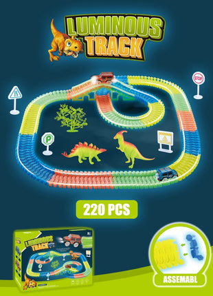 Luminoso Dinosaur Track AssemblyLittle Car Emit Light Mountain Road RailKids Puzzle giocattolo giocoso ragazzi regalo di compleanno di natale - riparo82