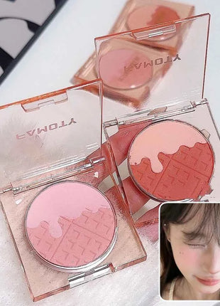 Monochrome Blush Palette, Powder Palette Multi-Colored Blush Powder Blushing Rose, Matte, Bold, Lightweight, Blends Easily