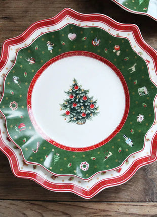 Tesoro tedesco Porcellana dura Giocattolo natalizio Joy Piatto piano multi-angolo Tazza di Natale Piattino Ciotola Candeliere - riparo82