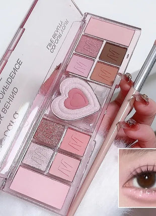 12 Colors Love Highlighting Eyeshadow Blush Palette Multi-purpose Cosmetic Eyes Pigment Powder Makeup Plate Eye Shadow - Riparo82
