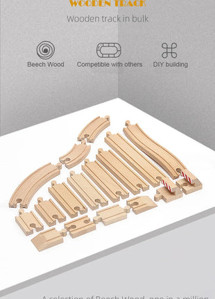Nuovi tipi di parti di cingoli in legno Pista ferroviaria in legno di faggio Accessori per giocattoli adatti a tutte le marche Piste in legno Giocattoli per regali per bambini - riparo82
